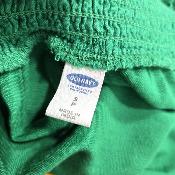 Old Navy Green Eyelet Lace Off Shoulder Linen Blend Top - Picture 8 of 9